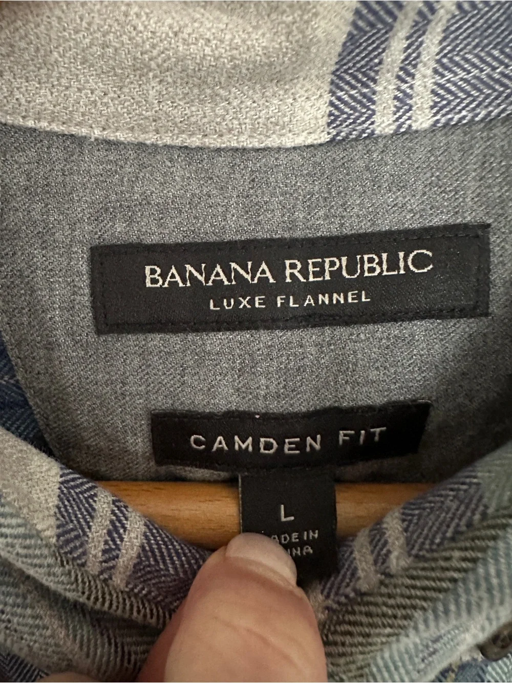 Banana Republic Luxe Flannel Shirt Large Camden Fit Plaid Blue Green Mint